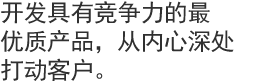 开发具有竞争力的最优质产品，从内心深处打动客户。