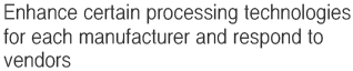 Enhance certain processing technologies for each manufacturer and respond to vendors 